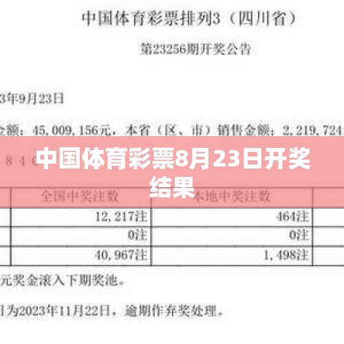 中国体育彩票8月23日开奖结果