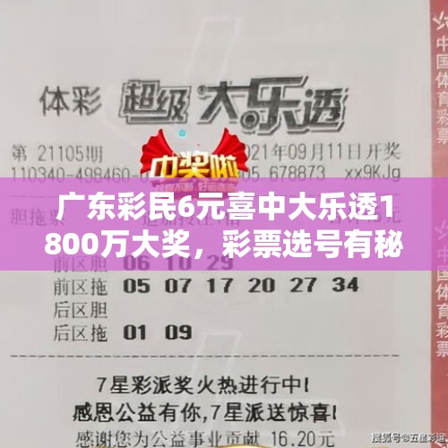 广东彩民6元喜中大乐透1800万大奖，彩票选号有秘诀还是靠运气？