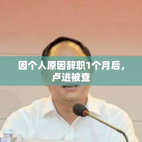 因个人原因辞职1个月后，卢进被查