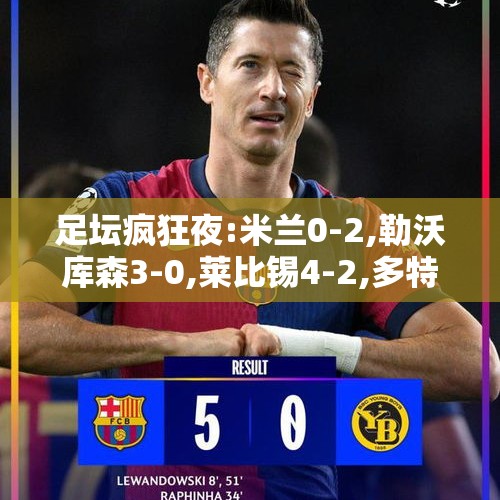 足坛疯狂夜:米兰0-2,勒沃库森3-0,莱比锡4-2,多特0-1,胜利0-1!