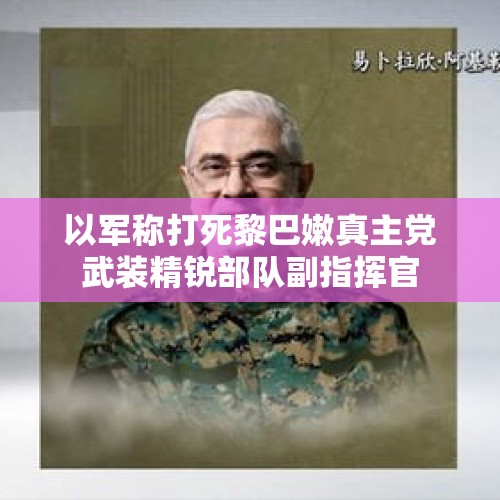 以军称打死黎巴嫩真主党武装精锐部队副指挥官