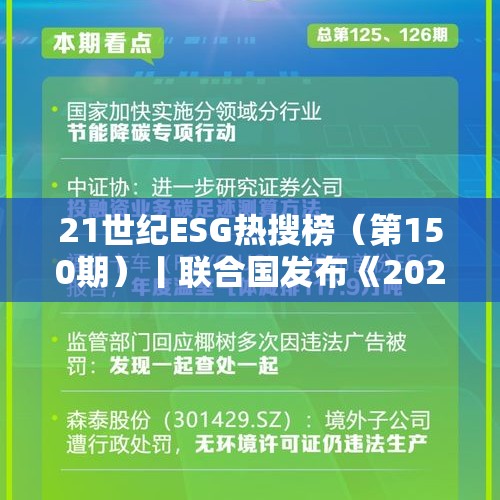 21世纪ESG热搜榜（第150期）丨联合国发布《2024年排放差距报告》；上市公司ESG信披迎来实践指南 - 今日头条