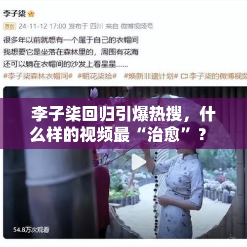 李子柒回归引爆热搜，什么样的视频最“治愈”？ - 今日头条