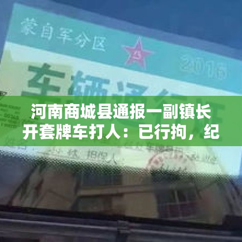 河南商城县通报一副镇长开套牌车打人：已行拘，纪委监委介入 - 今日头条