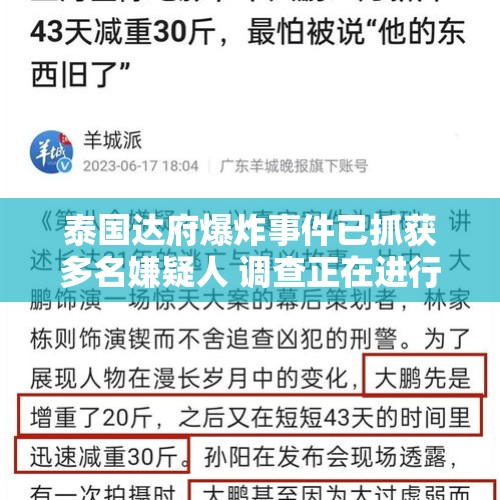 泰国达府爆炸事件已抓获多名嫌疑人 调查正在进行 - 今日头条